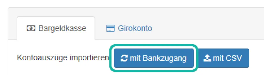Screenshot von Unterseite Girokonto mit Markierung des Buttons "mit Bankeinzug"